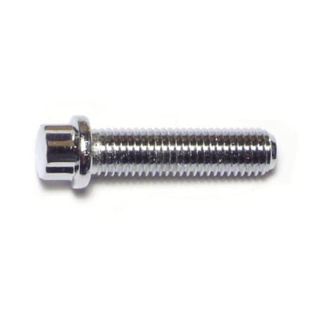 1/4-28 Flange Bolt, Chrome Plated Steel, 1 In L, 10 PK